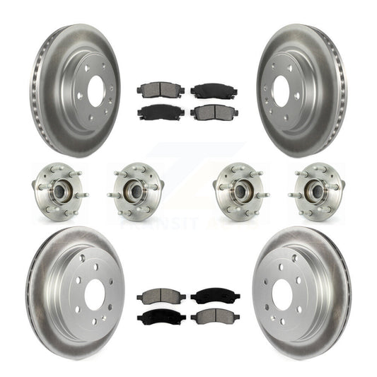 Hub Bearing Coated Brake Rotor & Pads Front Rear Kit (10Pc) For GMC Acadia Buick