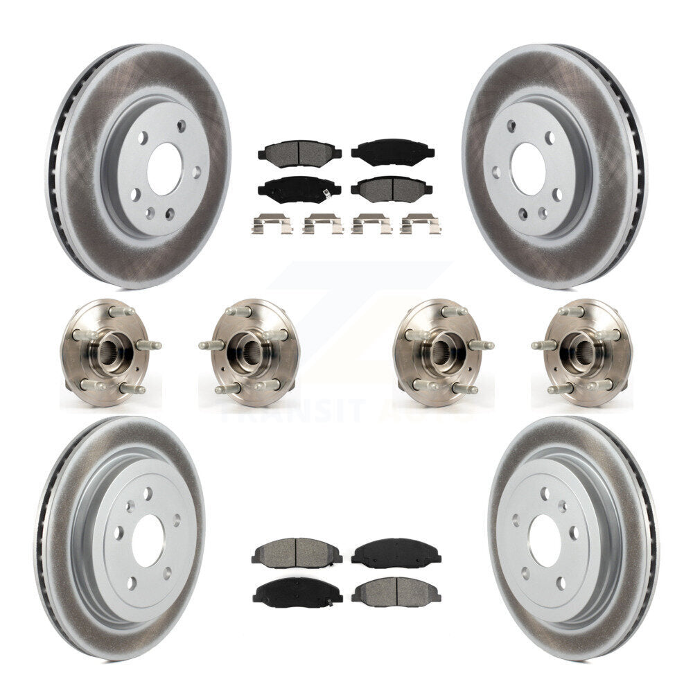 Hub Bearing Coated Disc Brake Rotor & Pad Front Rear Kit (10Pc) For Cadillac CTS