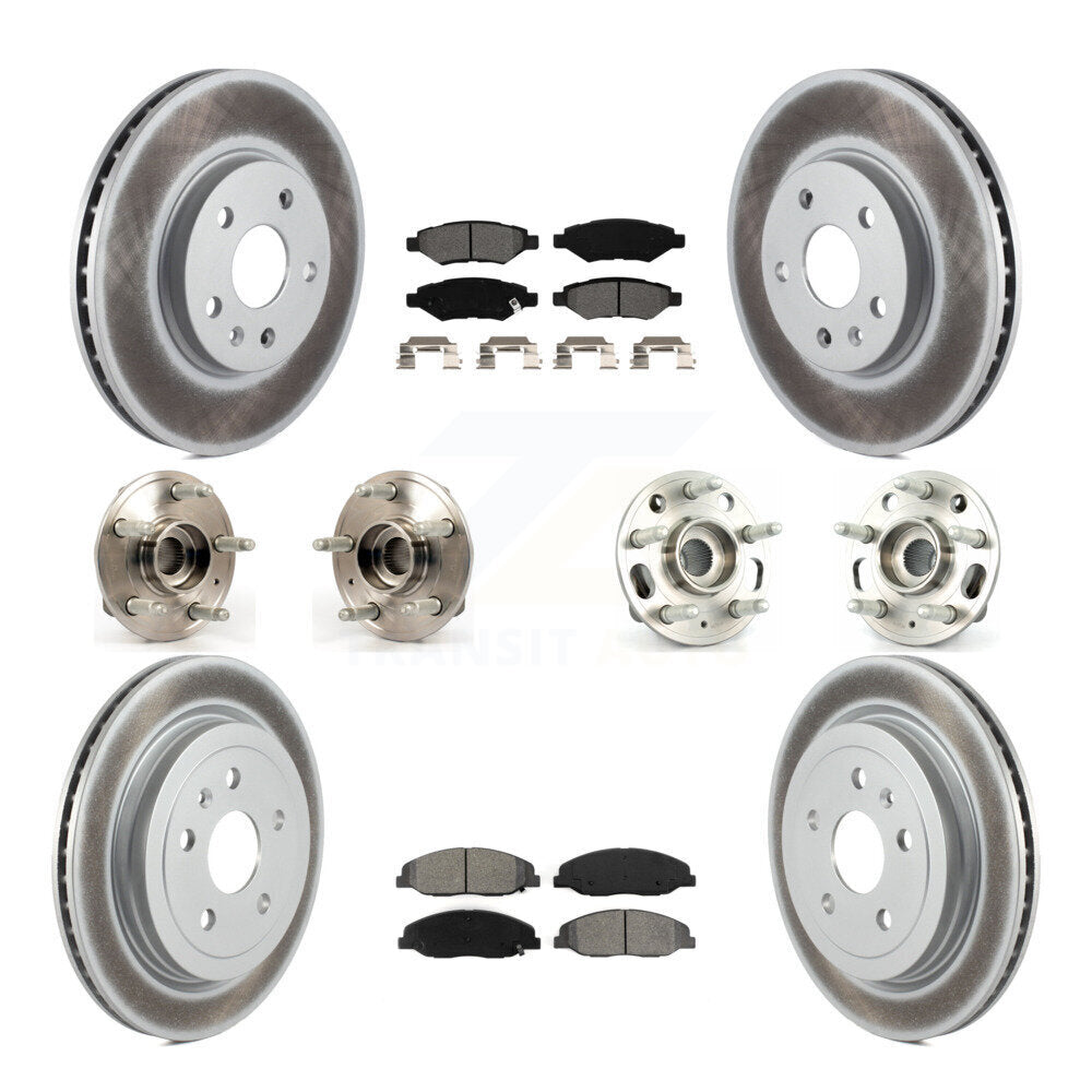 Hub Bearing Coated Disc Brake Rotor & Pad Front Rear Kit (10Pc) For Cadillac CTS