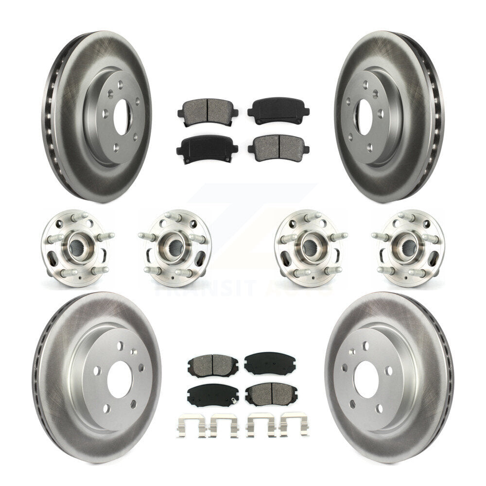 Hub Bearing Coated Brake Rotor & Pads Front Rear Kit (10Pc) For Chevrolet Malibu