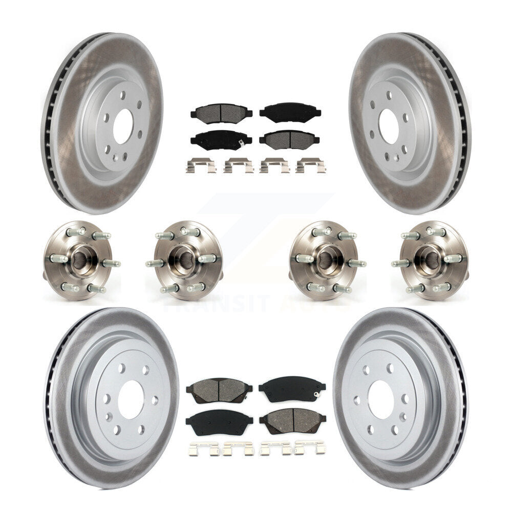 Hub Bearing Coated Brake Rotor & Pad Front Rear Kit (10Pc) For Cadillac SRX Saab