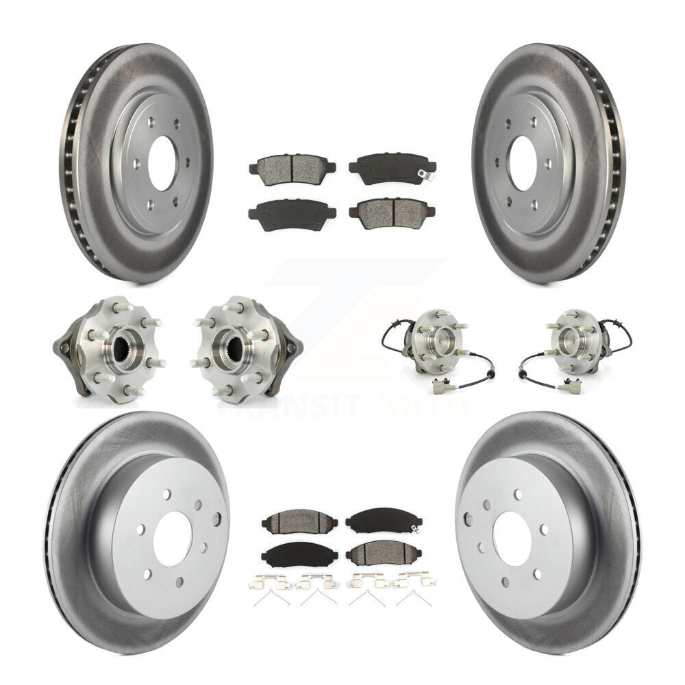 Hub Bearing Coated Brake Rotor & Pad Front Rear Kit (10Pc) For Nissan Pathfinder