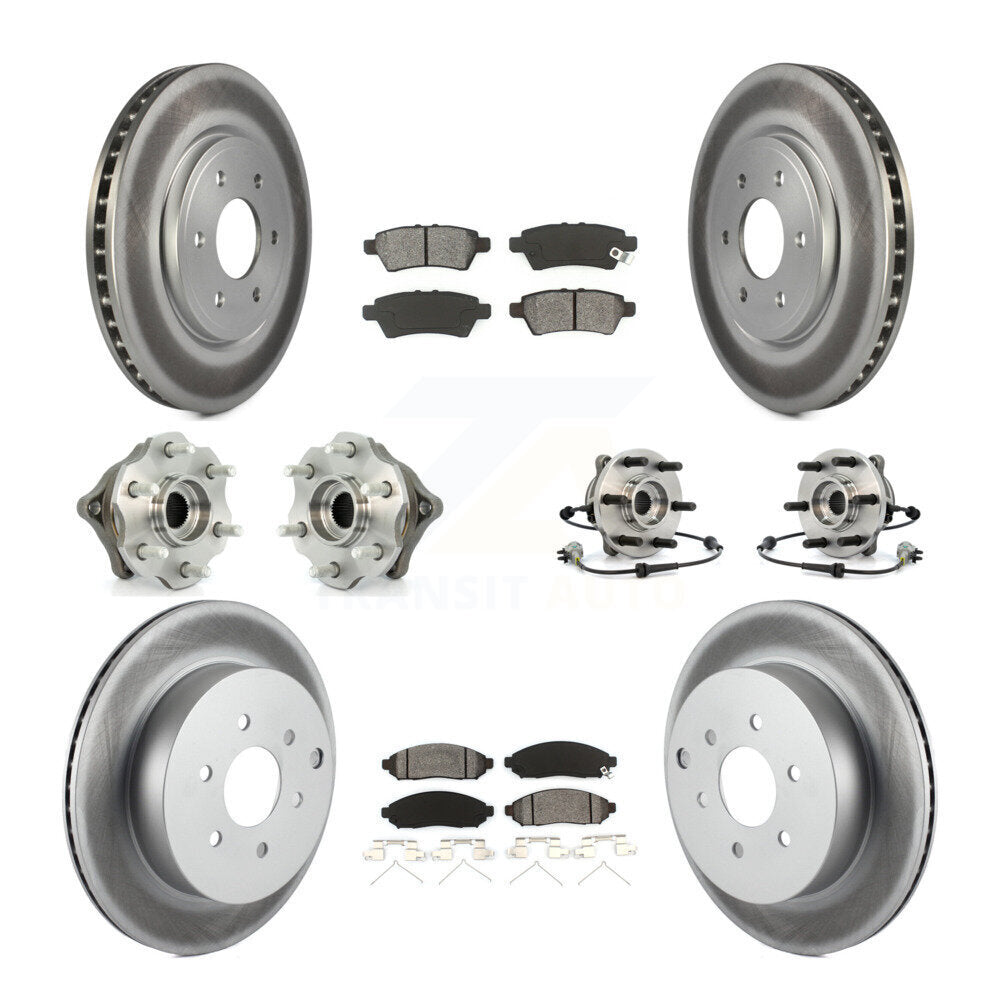 Hub Bearing Coated Brake Rotor & Pad Front Rear Kit (10Pc) For Nissan Pathfinder