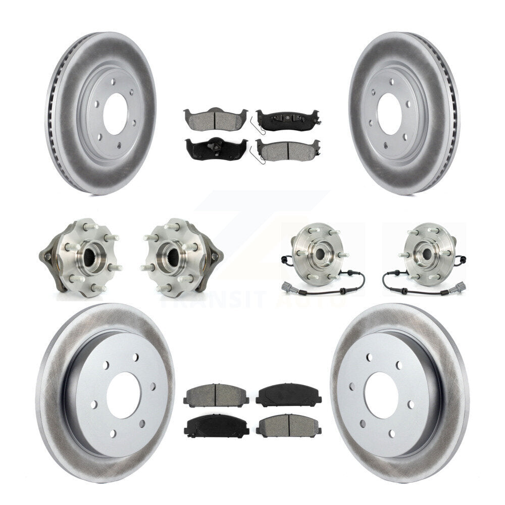 Hub Bearing Coated Disc Brake Rotor Pads Front Rear Kit (10Pc) For Nissan Armada