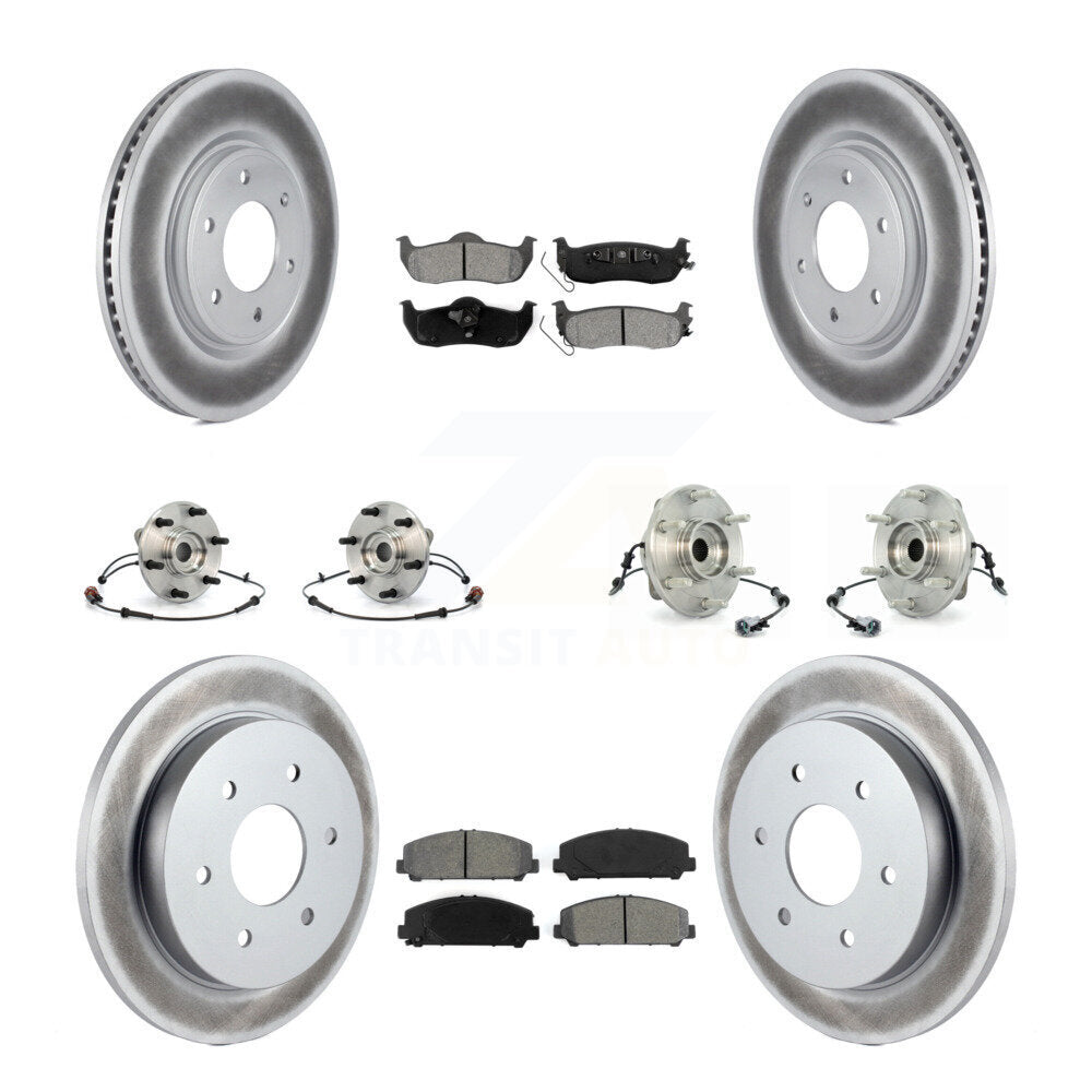 Hub Bearing Coated Disc Brake Rotor Pads Front Rear Kit (10Pc) For INFINITI QX56