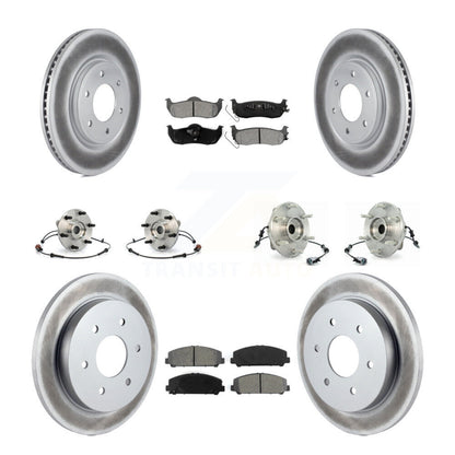 Hub Bearing Coated Disc Brake Rotor Pads Front Rear Kit (10Pc) For INFINITI QX56