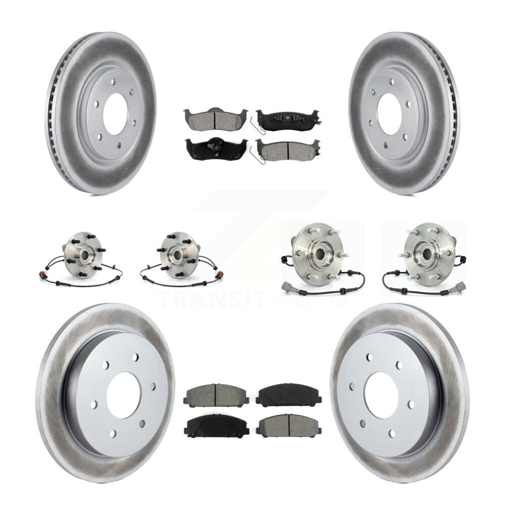 Hub Bearing Coated Brake Rotor Pads Front Rear Kit (10Pc) For Nissan Armada QX56