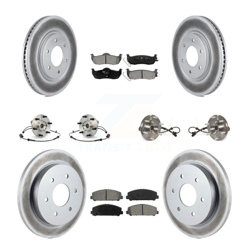 Hub Bearing Coated Disc Brake Rotor Pads Front Rear Kit (10Pc) For Nissan Armada