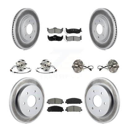 Hub Bearing Coated Disc Brake Rotor Pads Front Rear Kit (10Pc) For Nissan Armada