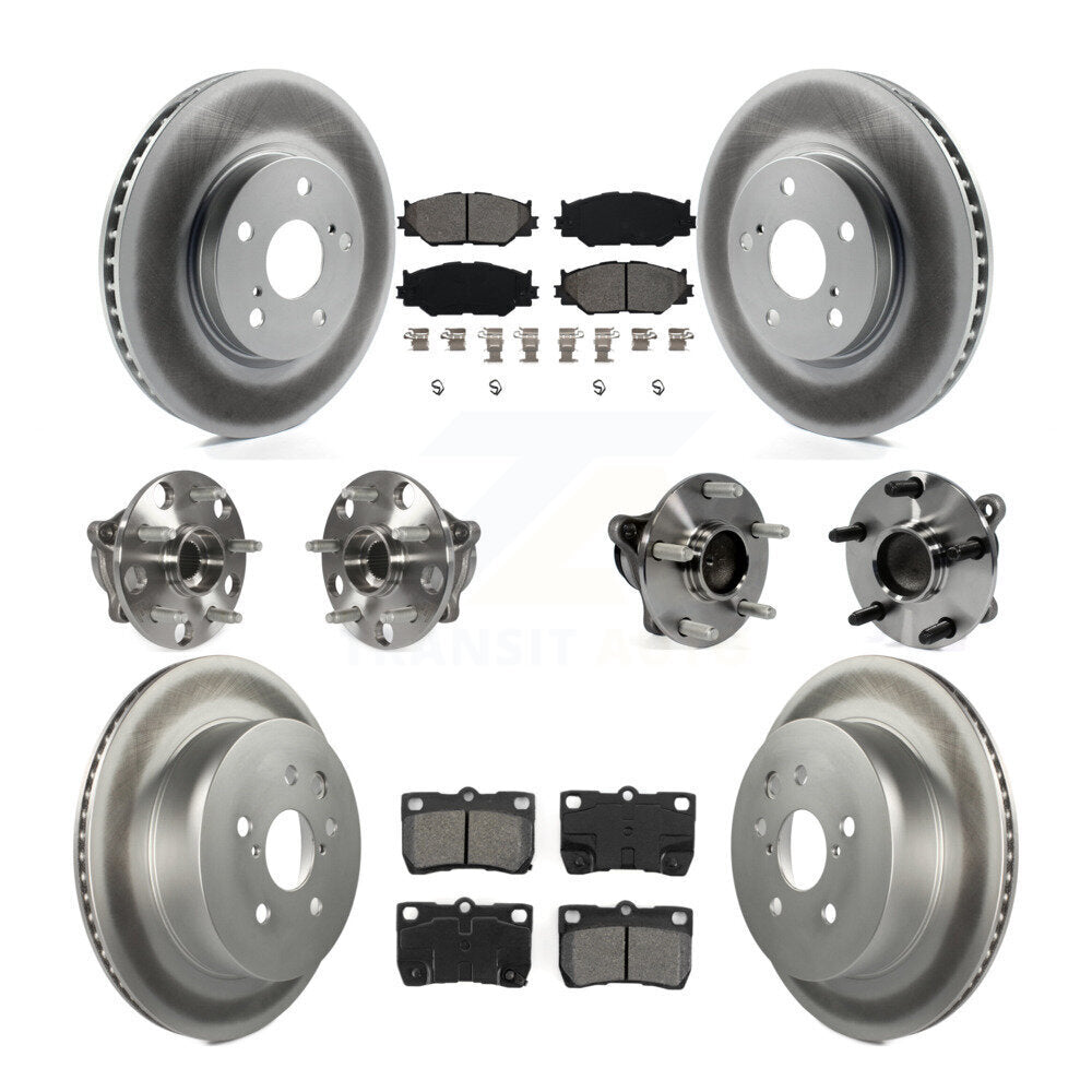 Hub Bearing Coated Disc Brake Rotor & Pads Front Rear Kit (10Pc) For Lexus IS250