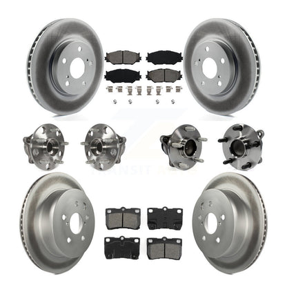 Hub Bearing Coated Disc Brake Rotor & Pads Front Rear Kit (10Pc) For Lexus IS250