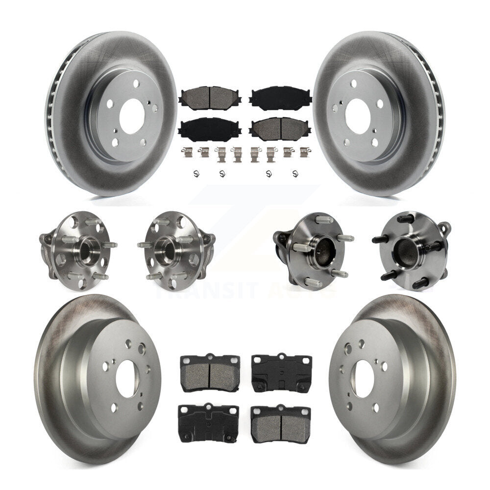 Hub Bearing Coated Disc Brake Rotor & Pads Front Rear Kit (10Pc) For Lexus IS250