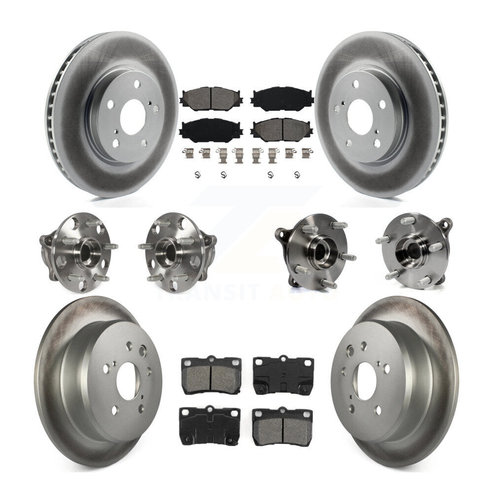 Hub Bearing Coated Disc Brake Rotor & Pads Front Rear Kit (10Pc) For Lexus IS250