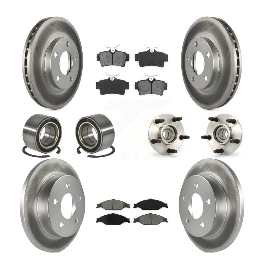 Hub Bearing Coated Brake Rotor & Pad Shoe Front Rear Kit (10Pc) For Ford Mustang