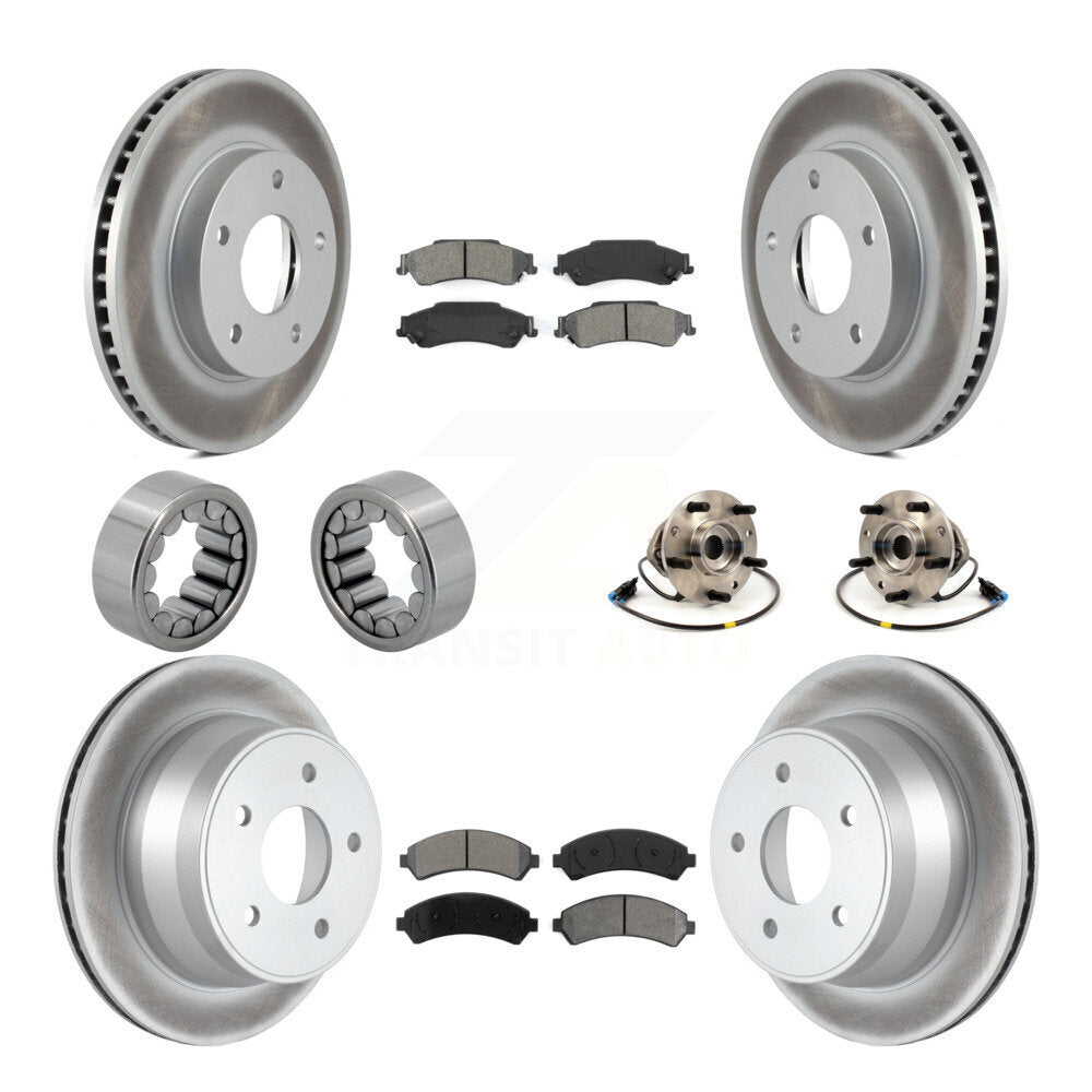 Hub Bearing Coated Brake Rotor Pads Shoe Front Rear Kit (10Pc) For Chevrolet GMC