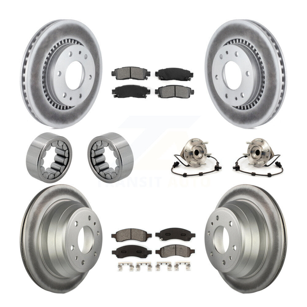 Hub Bearing Coated Brake Rotor Pads Shoe Front Rear Kit (10Pc) For Chevrolet GMC