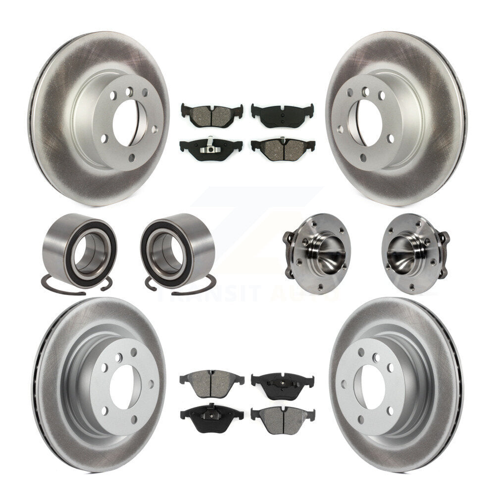 Hub Bearing Coated Brake Rotor Pads Shoe Front Rear Kit (10Pc) For BMW 323i 328i