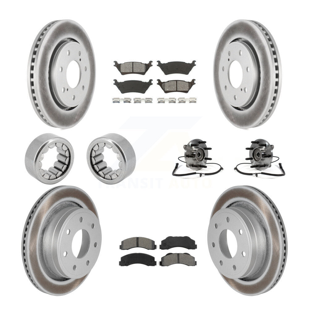 Hub Bearing Coated Brake Rotor Pad Shoe Front Rear Kit (10Pc) For Ford F-150 4WD