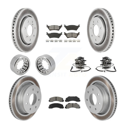 Hub Bearing Coated Brake Rotor Pad Shoe Front Rear Kit (10Pc) For Ford F-150 4WD