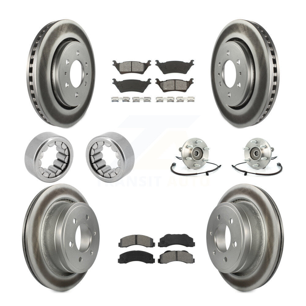 Hub Bearing Coated Brake Rotor Pad Shoe Front Rear Kit (10Pc) For Ford F-150 4WD