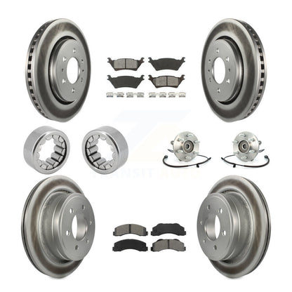 Hub Bearing Coated Brake Rotor Pad Shoe Front Rear Kit (10Pc) For Ford F-150 4WD