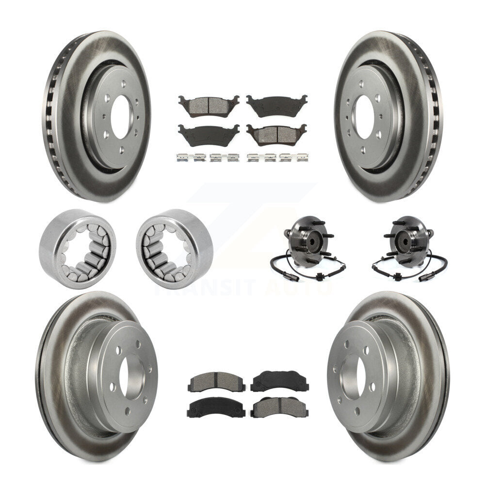 Hub Bearing Coated Brake Rotor Pad Shoe Front Rear Kit (10Pc) For Ford F-150 RWD