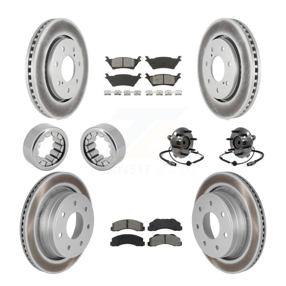 Hub Bearing Coated Brake Rotor Pad Shoe Front Rear Kit (10Pc) For Ford F-150 RWD