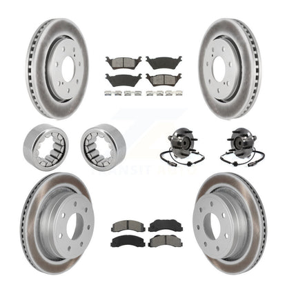 Hub Bearing Coated Brake Rotor Pad Shoe Front Rear Kit (10Pc) For Ford F-150 RWD
