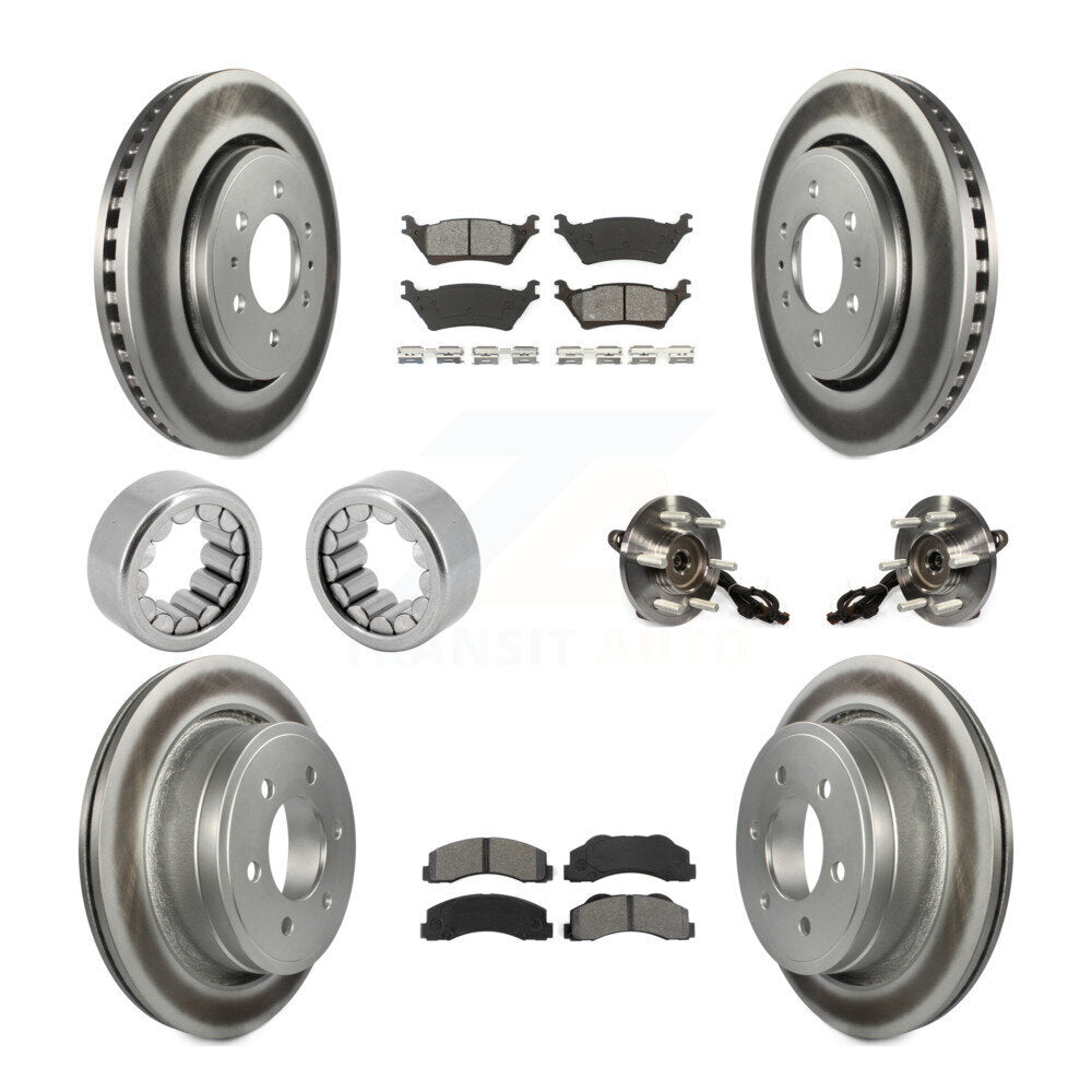 Hub Bearing Coated Brake Rotor And Pad Shoe Front Rear Kit (10Pc) For Ford F-150