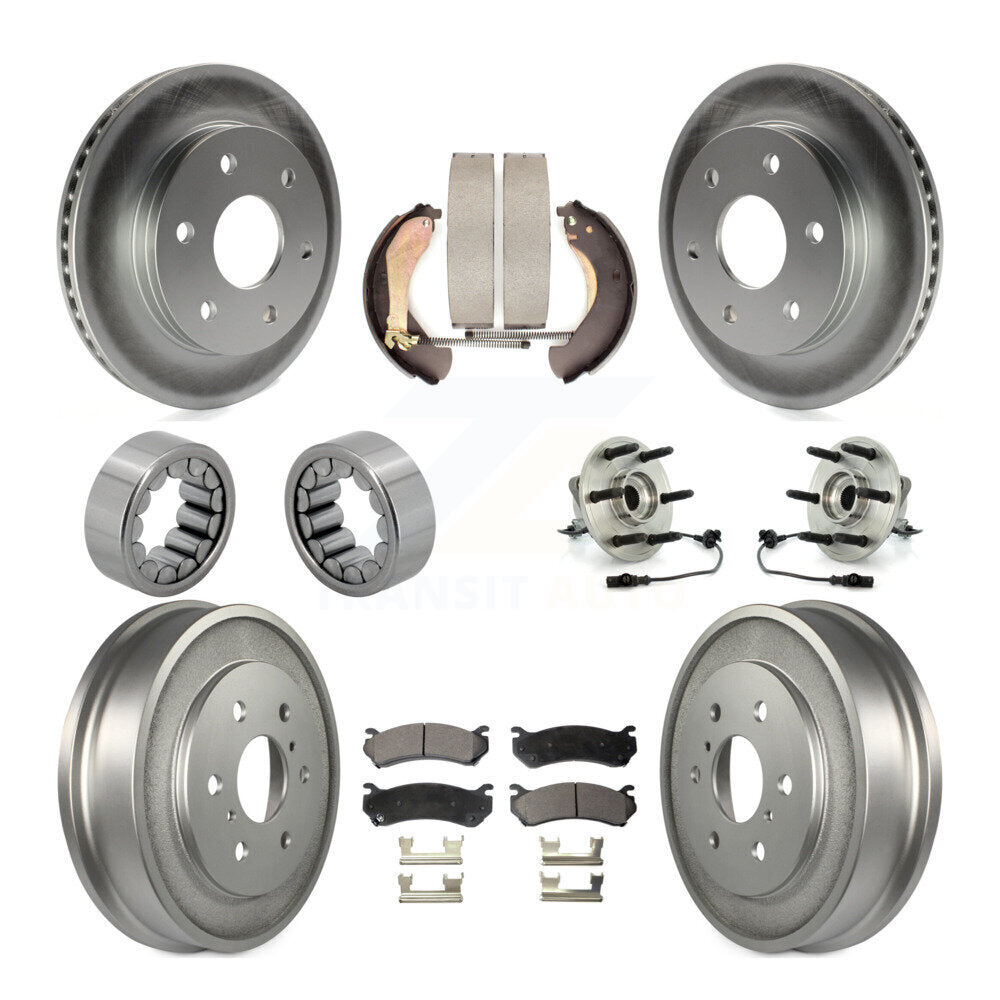Hub Bearings Coated Disc Brake Rotors And Ceramic Pads Shoes Front Rear Kit For