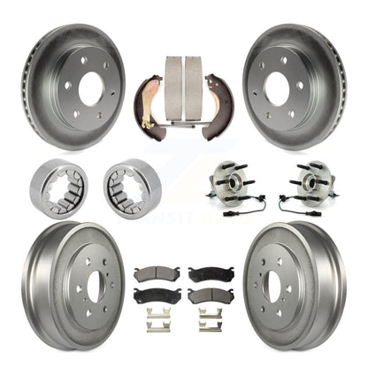 Hub Bearings Coated Disc Brake Rotors And Ceramic Pads Shoes Front Rear Kit For