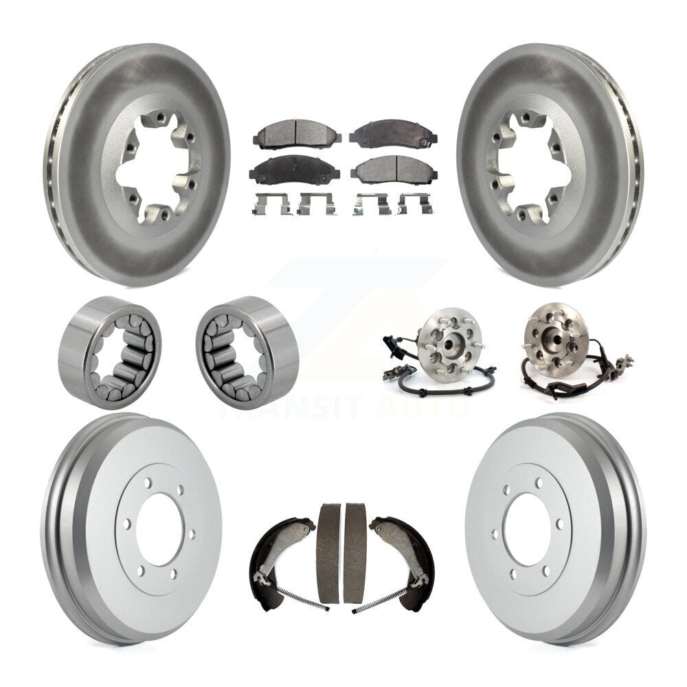 Hub Bearing Coated Brake Rotor Pads Shoe Front Rear Kit (10Pc) For Chevrolet GMC