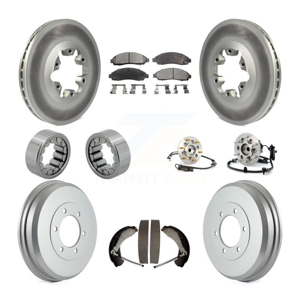 Hub Bearing Coated Brake Rotor Pads Shoe Front Rear Kit (10Pc) For Chevrolet GMC