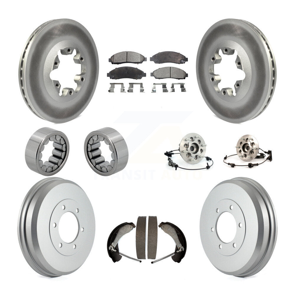 Hub Bearing Coated Brake Rotor Pads Shoe Front Rear Kit (10Pc) For Chevrolet GMC