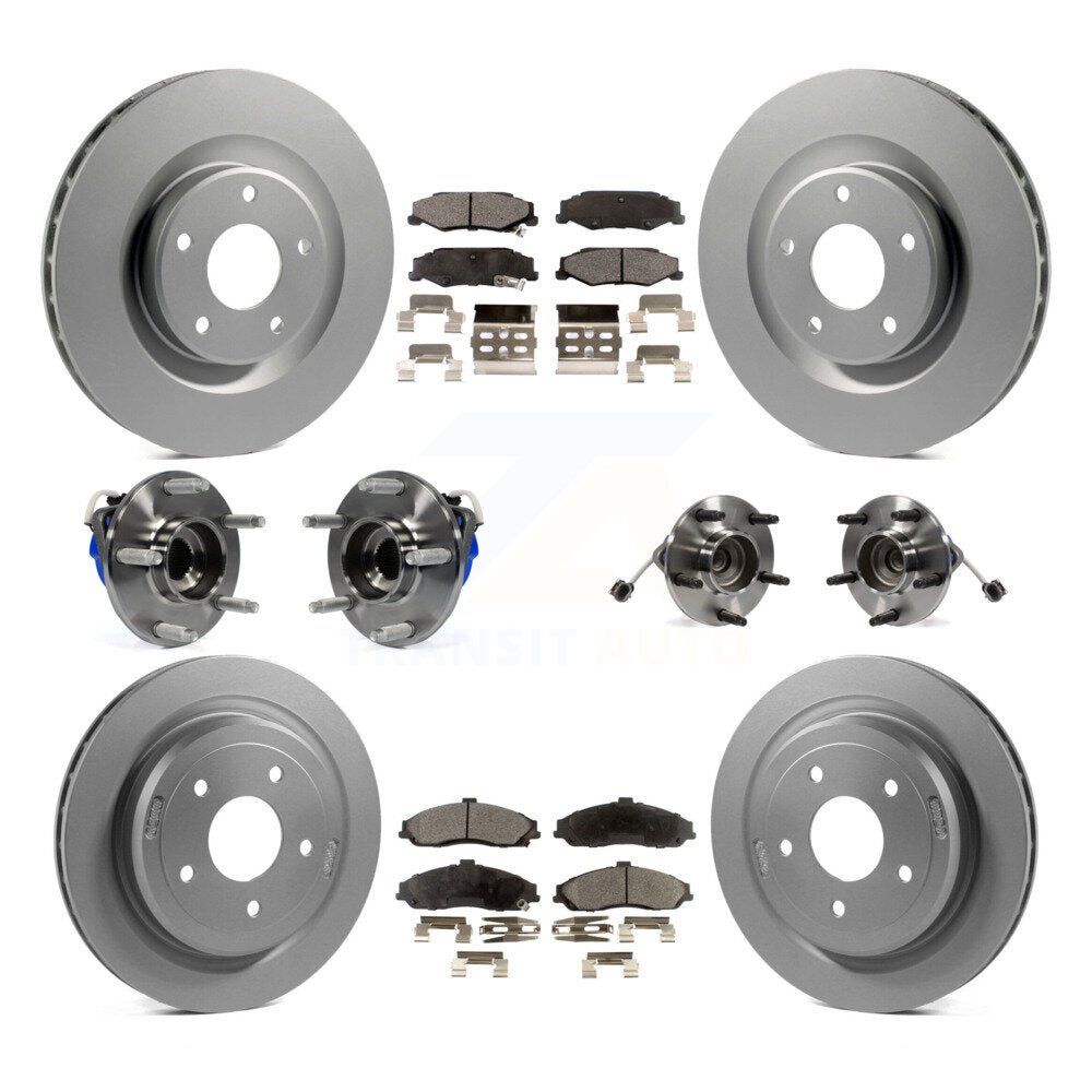 Hub Bearing Coated Brake Rotor Pads Front Rear Kit (10Pc) For Chevrolet Corvette