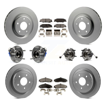 Hub Bearing Coated Brake Rotor Pads Front Rear Kit (10Pc) For Chevrolet Corvette