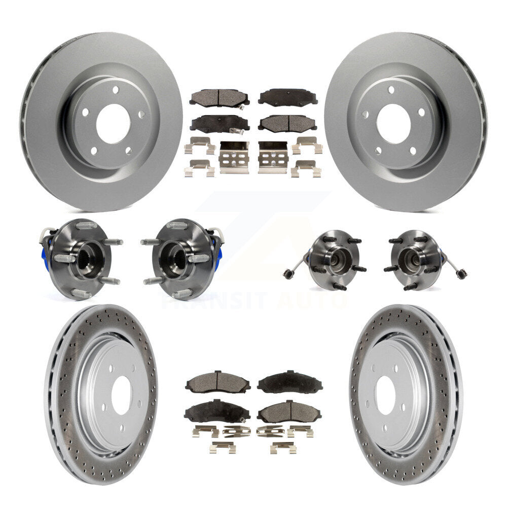 Hub Bearing Coated Disc Brake Rotor & Pad Front Rear Kit (10Pc) For Cadillac XLR