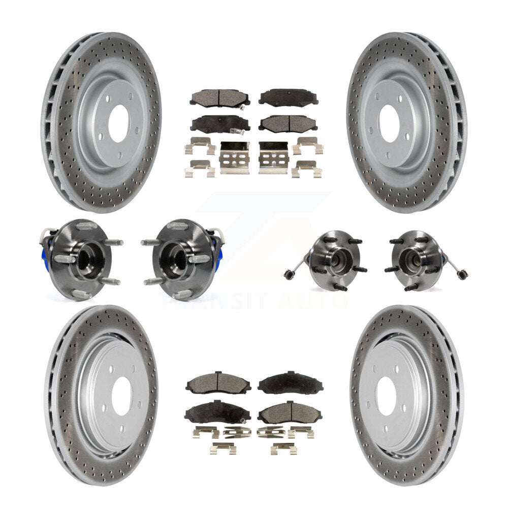 Hub Bearing Coated Brake Rotor Pads Front Rear Kit (10Pc) For Chevrolet Corvette