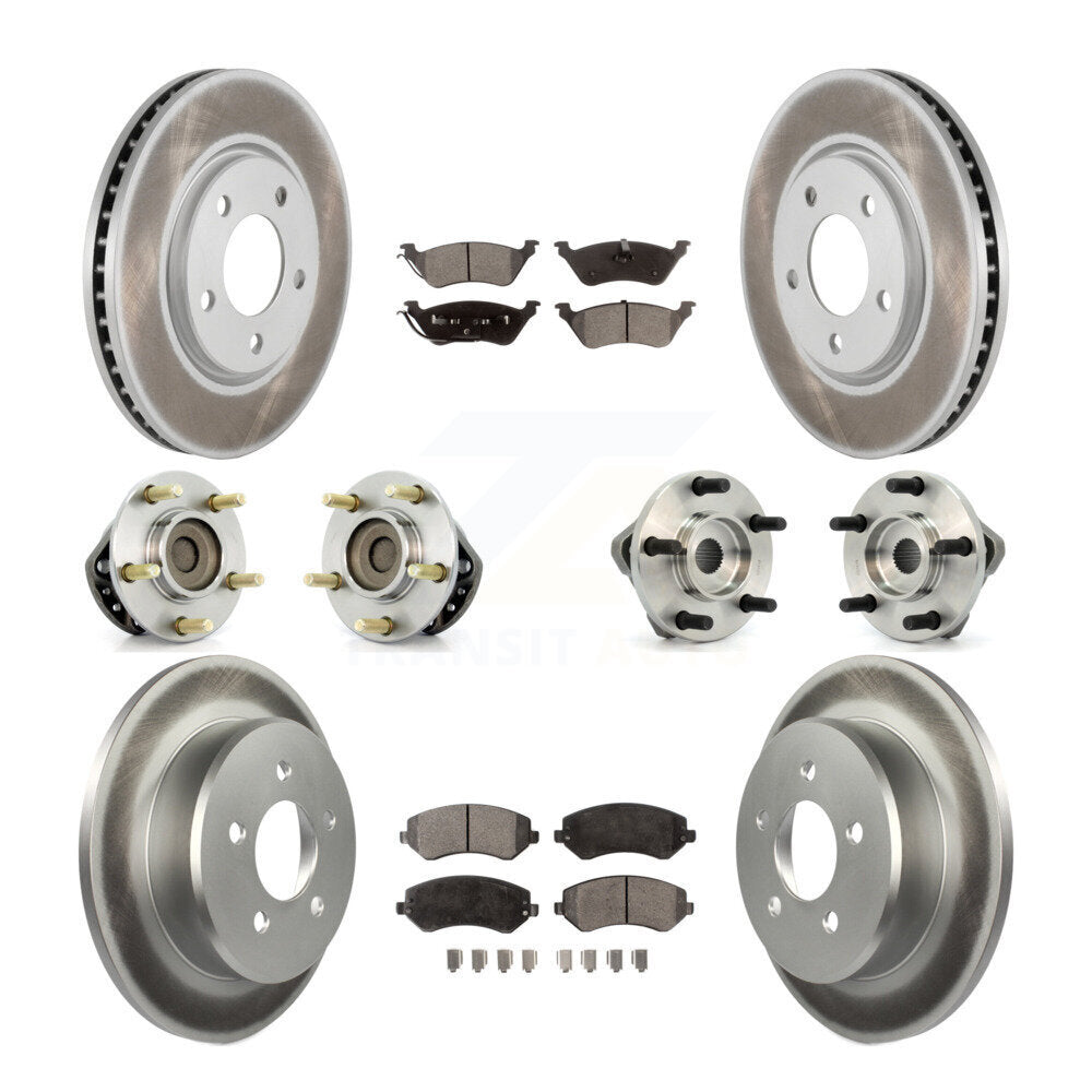 Hub Bearing Coated Brake Rotor & Pads Front Rear Kit (10Pc) For Chrysler Voyager