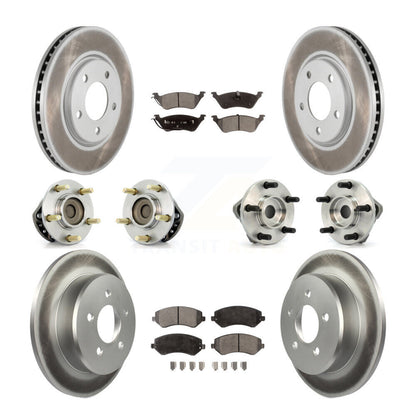 Hub Bearing Coated Brake Rotor & Pads Front Rear Kit (10Pc) For Chrysler Voyager