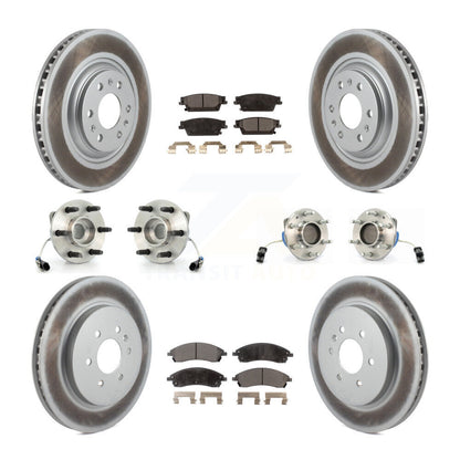 Hub Bearing Coated Brake Rotor & Pads Front Rear Kit (10Pc) For Cadillac SRX RWD