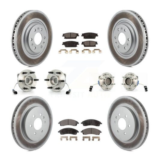 Hub Bearing Coated Brake Rotor & Pads Front Rear Kit (10Pc) For Cadillac SRX RWD