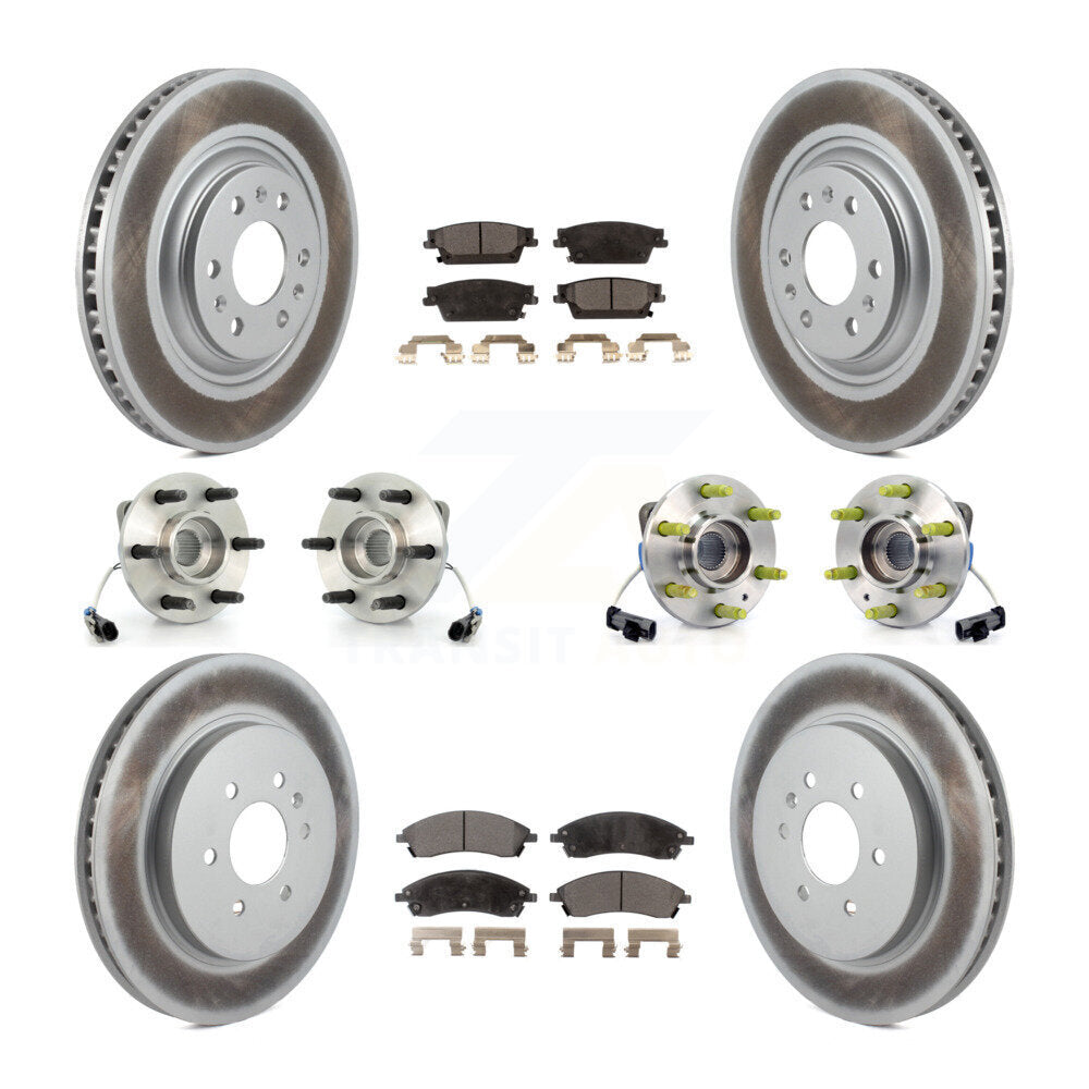 Hub Bearing Coated Brake Rotor & Pads Front Rear Kit (10Pc) For Cadillac SRX AWD