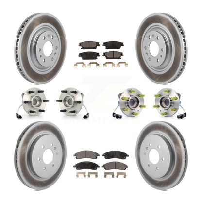 Hub Bearing Coated Brake Rotor & Pads Front Rear Kit (10Pc) For Cadillac SRX AWD