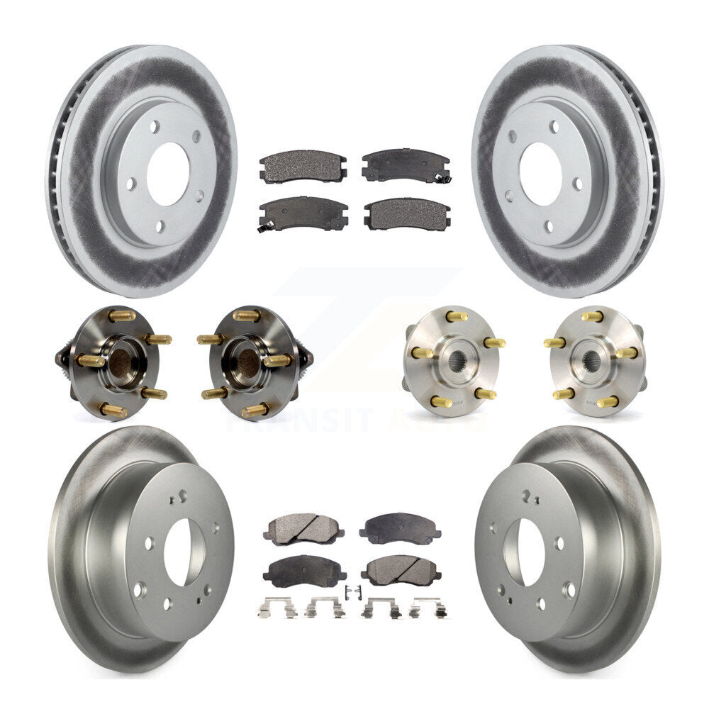 Hub Bearing Coated Brake Rotor & Pad Front Rear Kit (10Pc) For Mitsubishi Galant