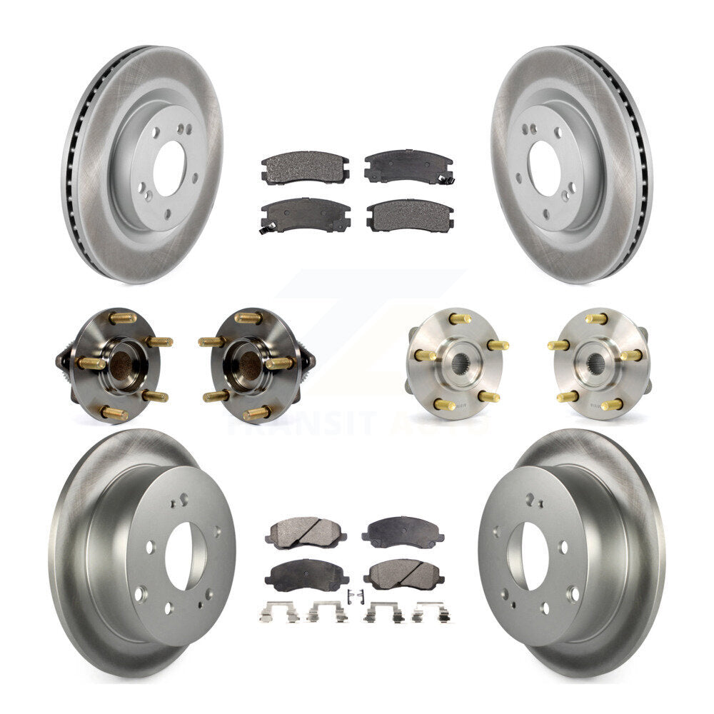 Hub Bearing Coated Brake Rotor Pads Front Rear Kit (10Pc) For Mitsubishi Eclipse