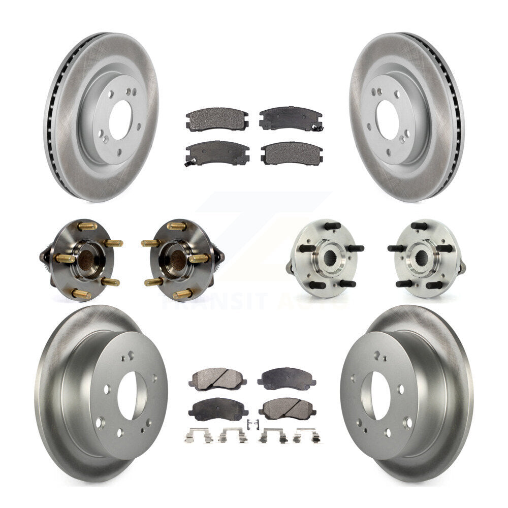 Hub Bearing Coated Brake Rotor Pads Front Rear Kit (10Pc) For Mitsubishi Eclipse