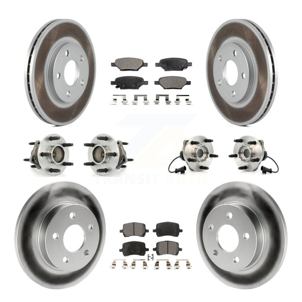 Hub Bearing Coated Brake Rotor Pad Front Rear Kit (10Pc) For Chevrolet Malibu G6