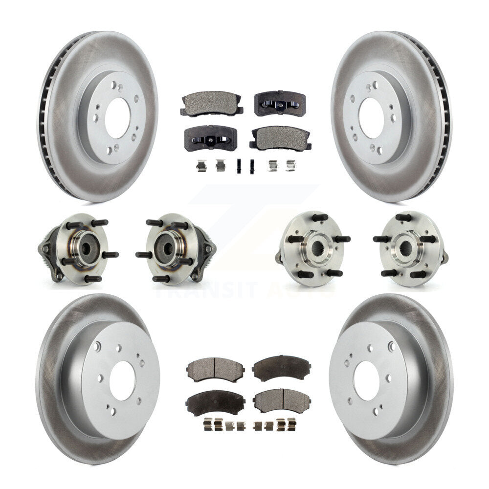 Hub Bearing Coated Brake Rotor Pad Front Rear Kit (10Pc) For Mitsubishi Endeavor