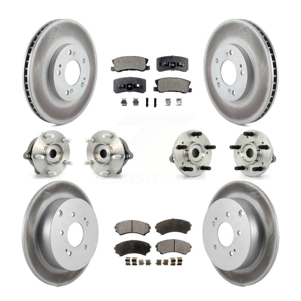Hub Bearing Coated Brake Rotor Pad Front Rear Kit (10Pc) For Mitsubishi Endeavor